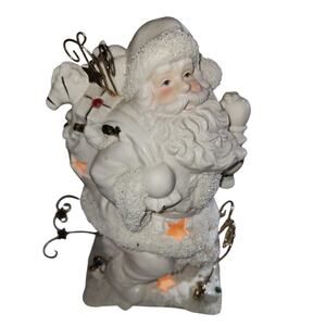 International Bazaar Santa Claus Night Light Christmas Porcelain Gold Accents